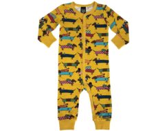 Dachshund Print Heldress MUSTARD