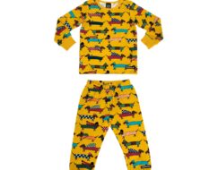 Dachshund Print Pyjamas sett MUSTARD