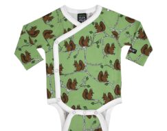 Squirrel Print, Nyfødt Wrap-over body LGT CLOVER SQUIRREL