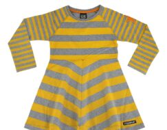 Striper Halv-sirkel Kjole MUSTARD