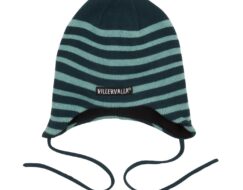 Stripes Strikket Lue Med Fleece med knyting DRK SEA/BAY