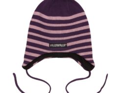 Stripes Strikket Lue Med Fleece med knyting GRAPE/ORCHID